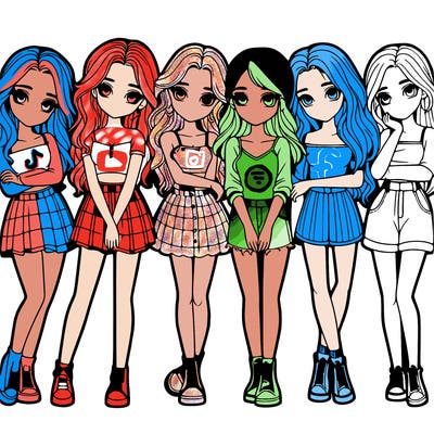 a group of girls realistic