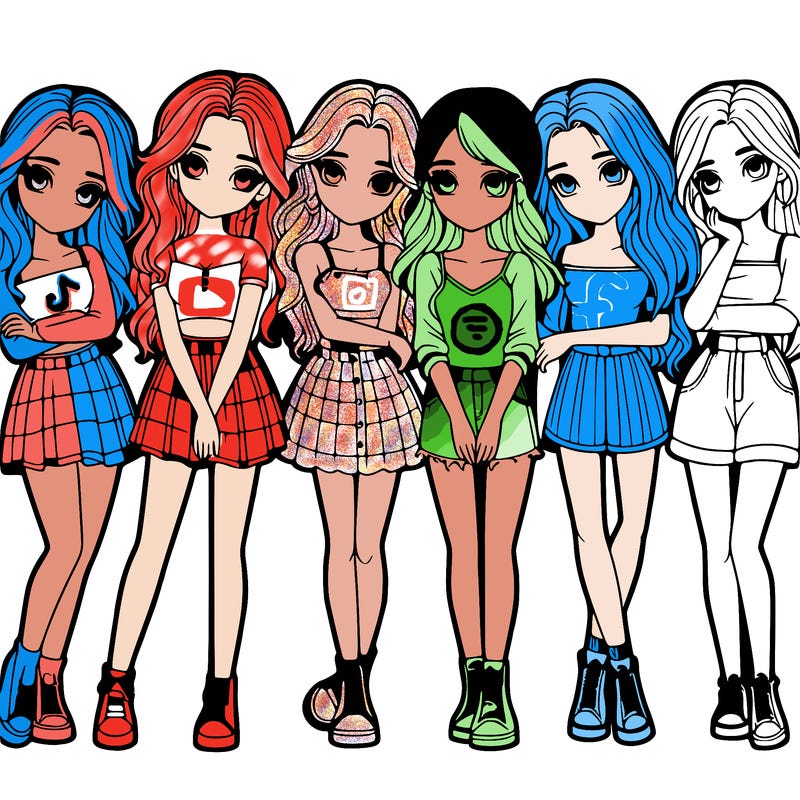 a group of girls realistic