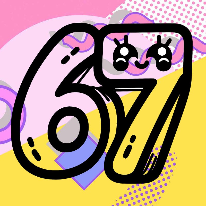 the numbers 67