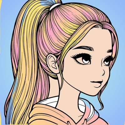realistic girl with a high ponytail ❤️