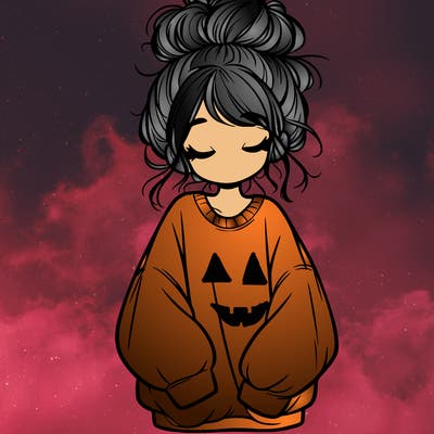girl with baggy sweatshirt and messy bun