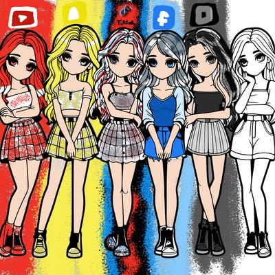 a group of girls realistic