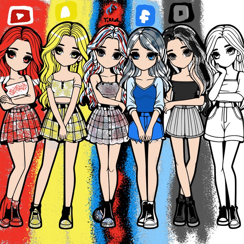 a group of girls realistic