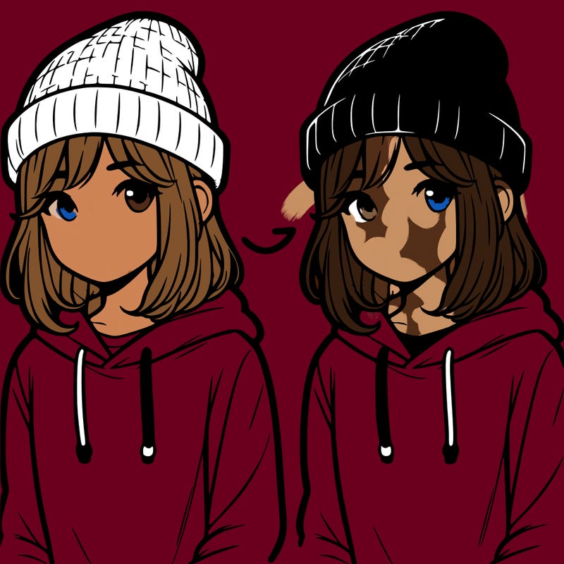 girl with shoulder length hair, a beanie and a hoodie