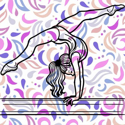 gymnast doing split handstand on a beam