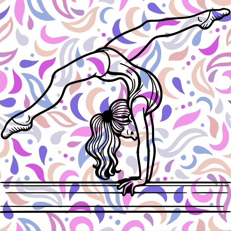 gymnast doing split handstand on a beam