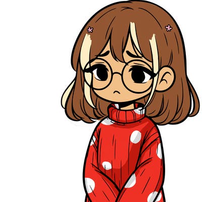 sad girl with glasses in a sweater