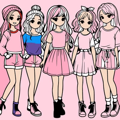 a group of five girls