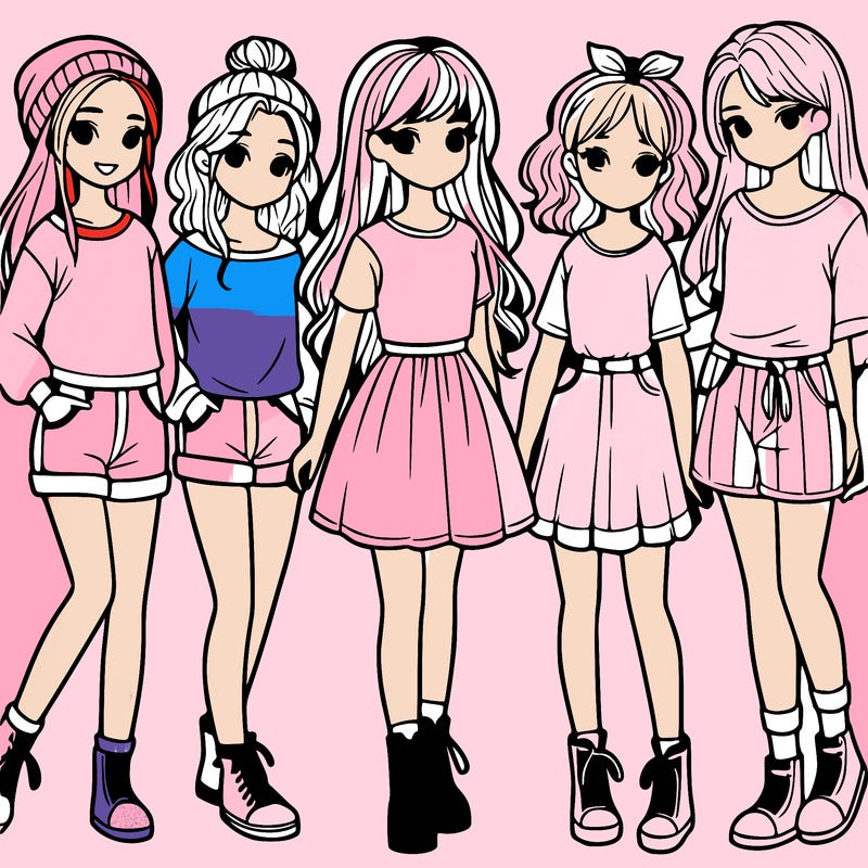 a group of five girls