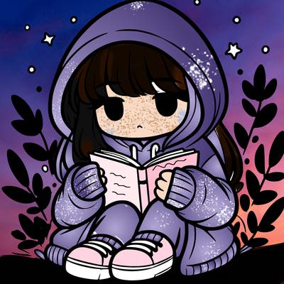 girl in oversized hoodie reading a book