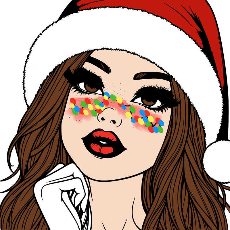 realistic christmas girl with lips