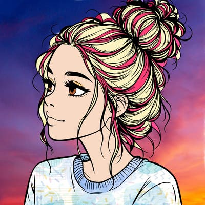 a realistic girl with a messy bun