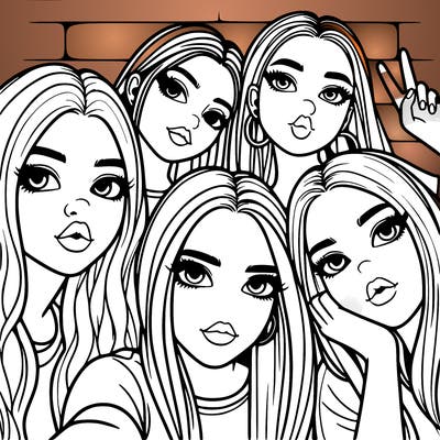 group of teen girls friends y2k up close in a selfie