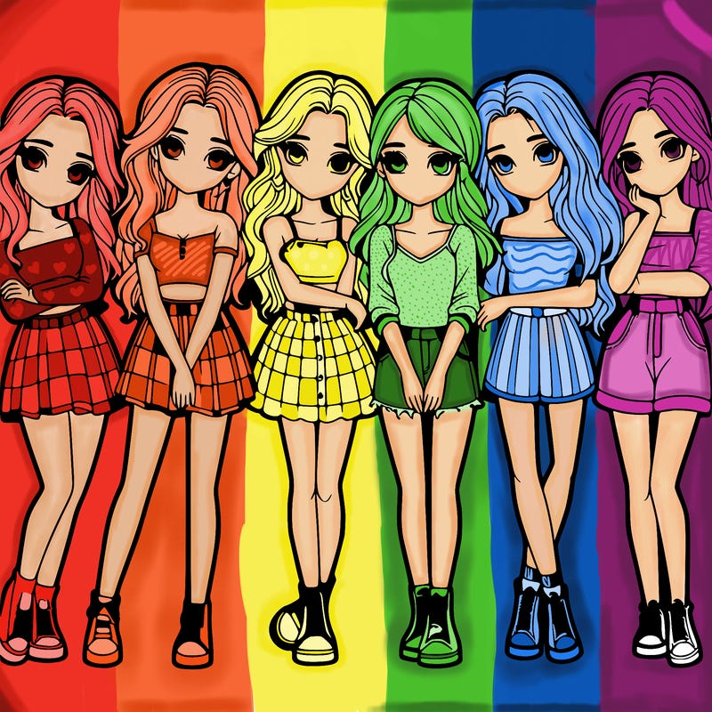 a group of girls realistic