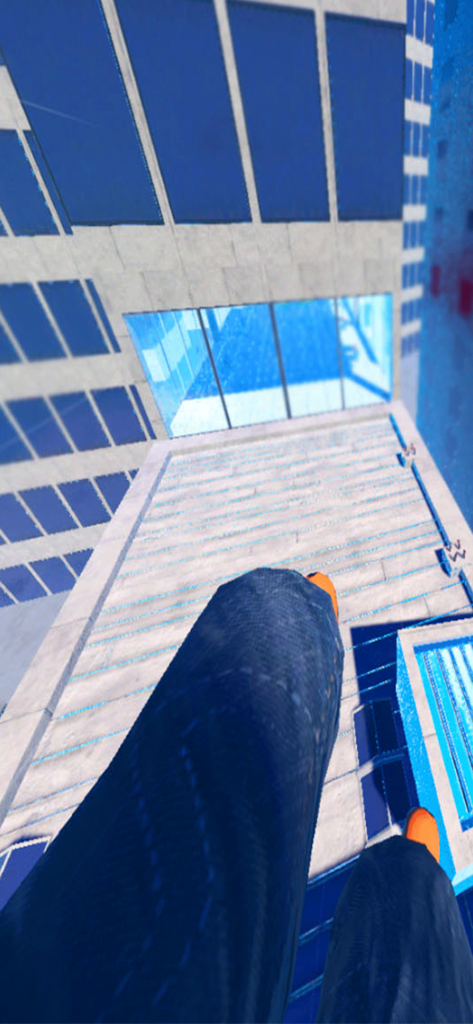 Rooftop Run - First person view of a parkour runner standing on the edge of a skyscraper rooftop in Rooftop Run