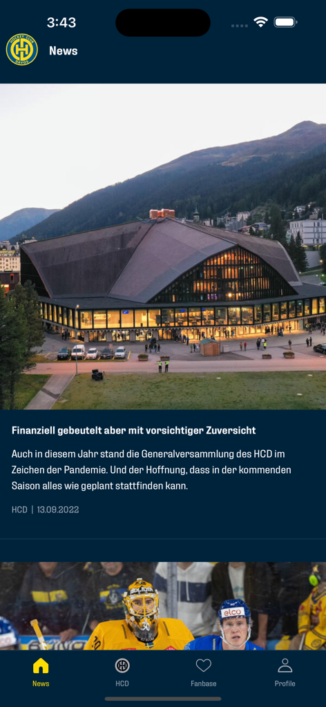 Hockey Club Davos - Nachrichtenfeed der Hockey Club Davos Mobile App mit Stadion- und Team-Nachrichten