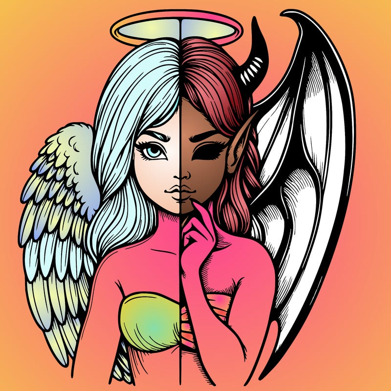 realistic angel half demon