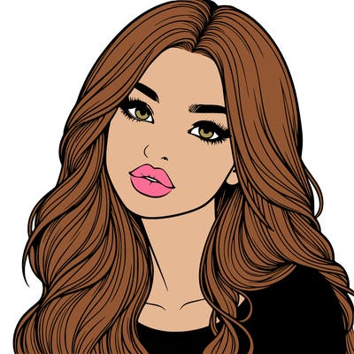 realistic girl with hair on her hair and lips
