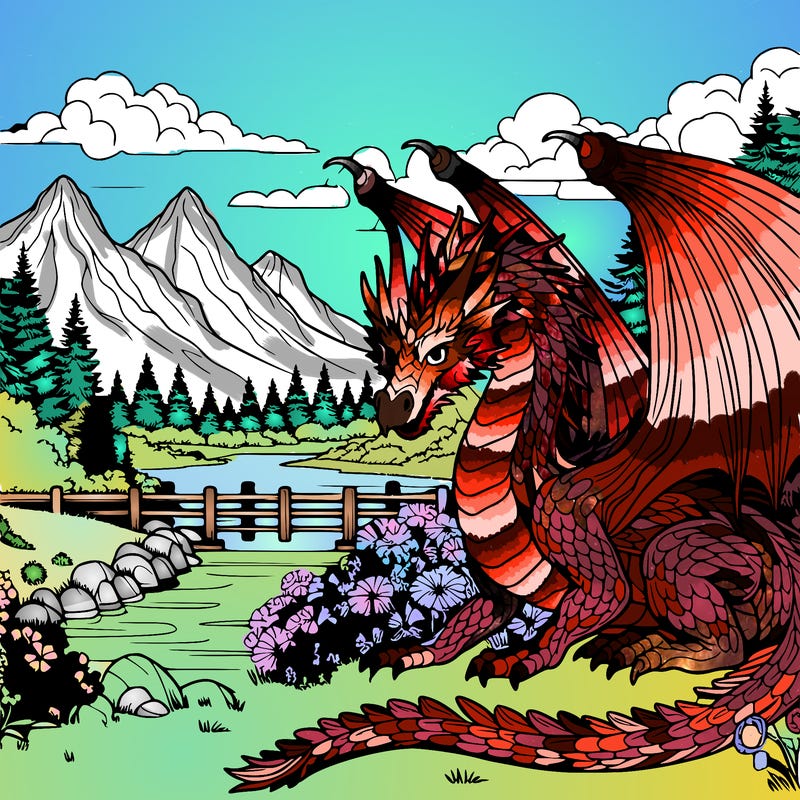scenery with realistic dragon