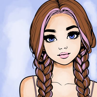 realistic girl with braids