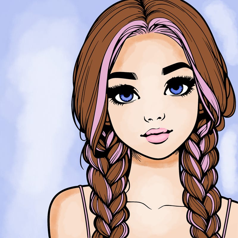 realistic girl with braids