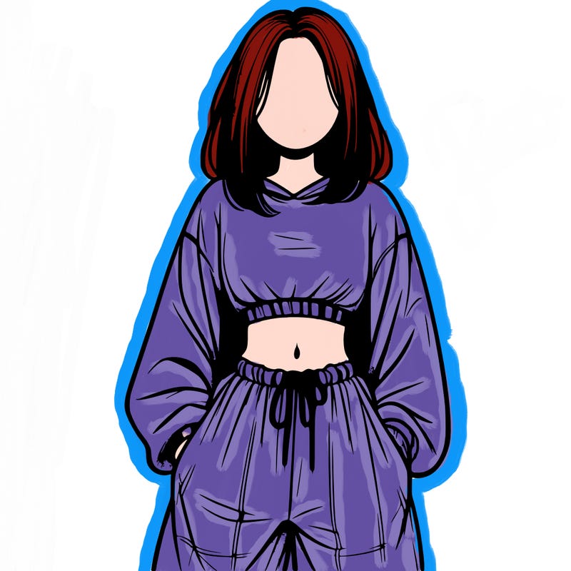 realistic girl faceless with baggy pants and a crop top