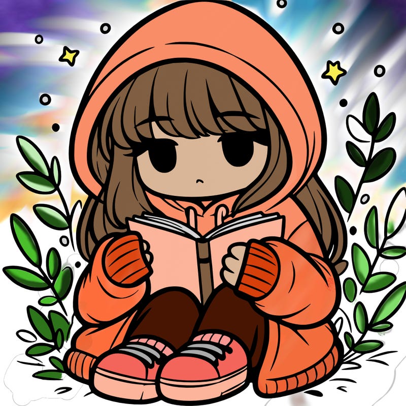 girl in oversized hoodie reading a book