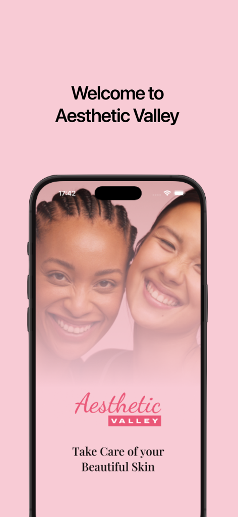 Aesthetic Valley - Aesthetic Valley app welcome screen featuring two smiling women