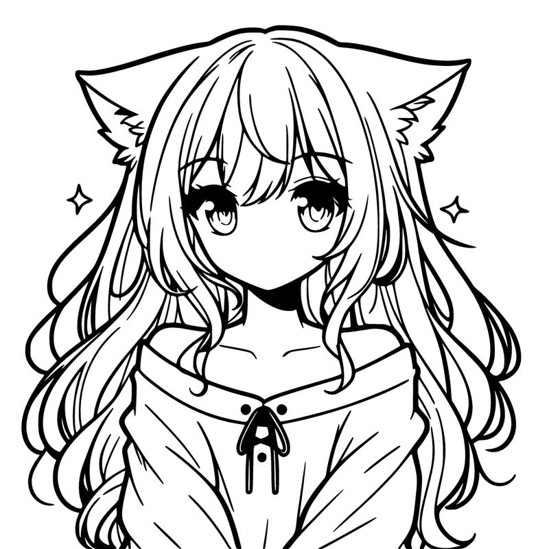 cute anime girl with cat ears
