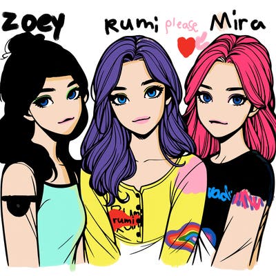 three realistic girls