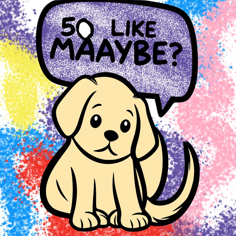 a puppy that says 5 like maybe