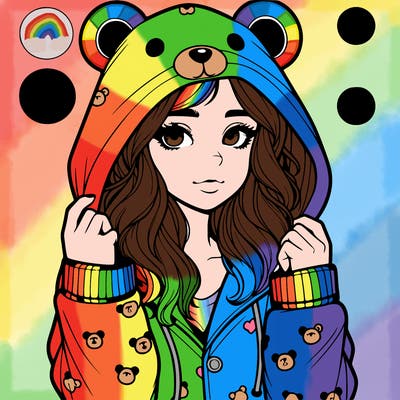 realistic girl in a animal pjs hoodie
