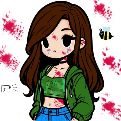 girl with long hair crop top and jacket