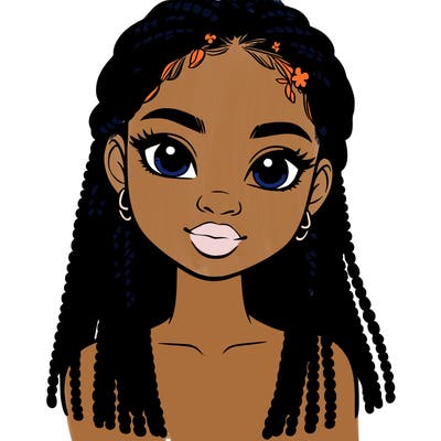 a realistic black girl with braids