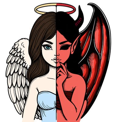 realistic angel half demon