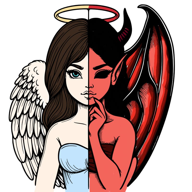 realistic angel half demon