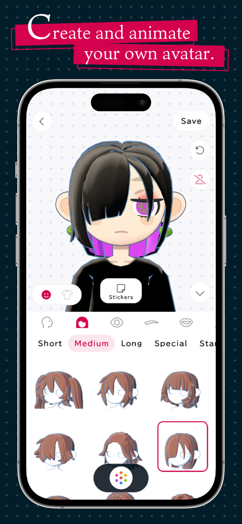 Interface para criar e personalizar um avatar estilo anime no aplicativo de produtividade gogh