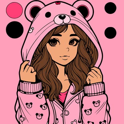 realistic girl in a animal pjs hoodie
