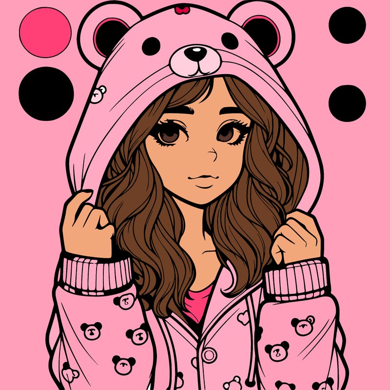 realistic girl in a animal pjs hoodie