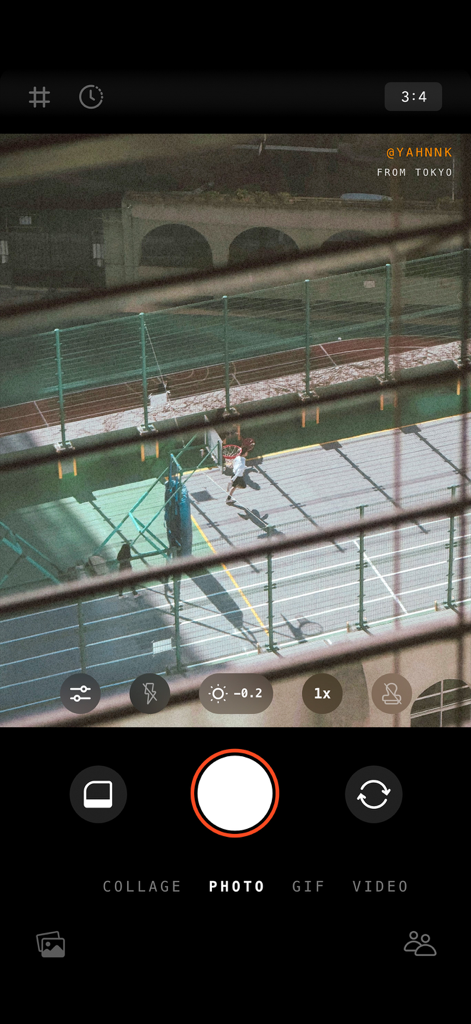 Retrica: Vintage Camera Studio - Retrica camera app interface with a grainy vintage filter applied to an outdoor scene