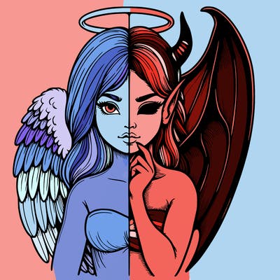 realistic angel half demon