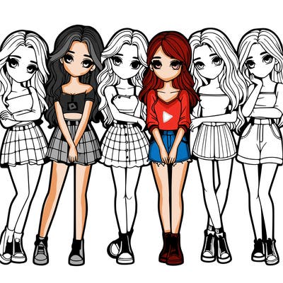 a group of girls realistic