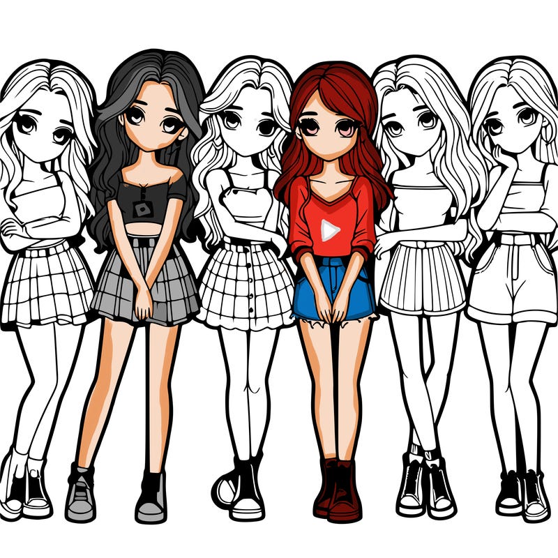 a group of girls realistic