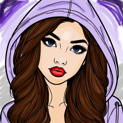 realistic beautiful girl with a hood on