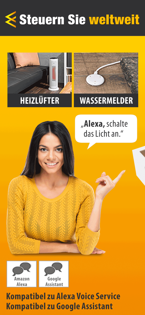 ELESION Smart-Home-App zeigt Sprachsteuerungsintegration mit Alexa und Google Assistant