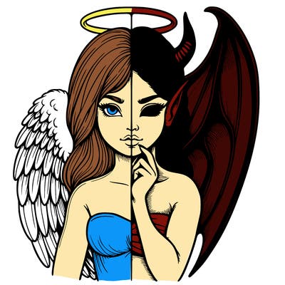 realistic angel half demon