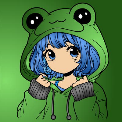 a cute teenage girl wearing a frog hoodie