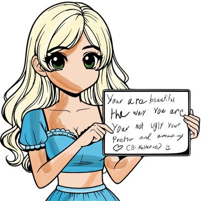 realistic pretty girl holding blank sign