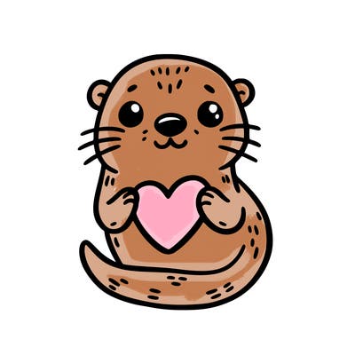 otter with a heart
