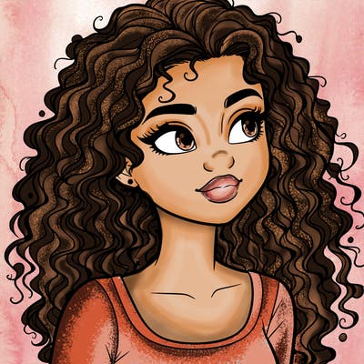 realistic girl with curly hair